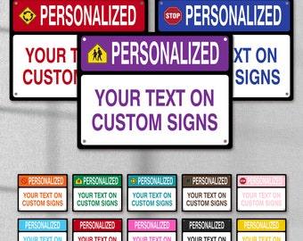 Custom Text Sign,Personalized Metal Sign,Custom Metal Sign Outdoor,Personalized Sign Weatherproof with Text Logo,12 Colors Aluminum Sign