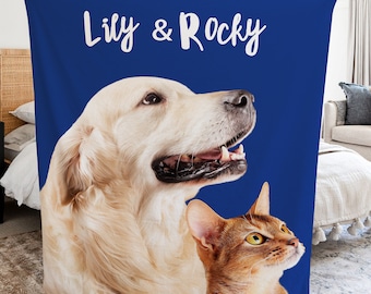 Custom Pet Blanket,Pet Photo Blanket,Personalized Pet Photo Blanket,Fleece Dog Blankets,Customized Photo Throws,Dog Dad Gifts,Pet Lover Gift
