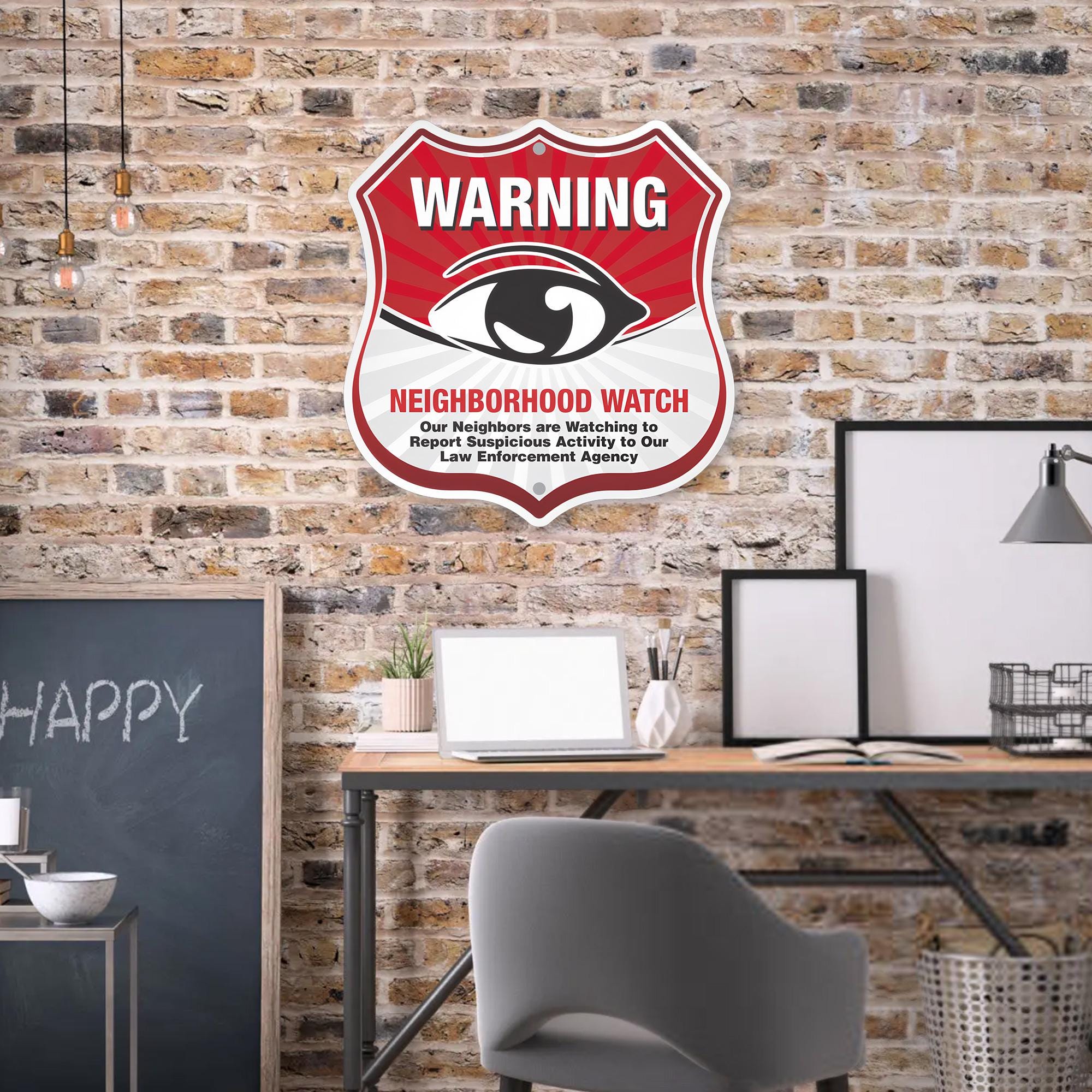 Warning Neiborhood Watch Shield Metal Sign,emergency Call 911 Sign