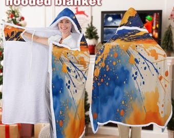 Manta con capucha de acuarela personalizada, mantas personalizadas para adultos, manta con capucha portátil personalizada para mujeres, hombres, adultos y niños