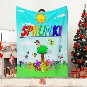 Sprunki Blanket,Sprunki sky and garden games lovers  Blanket,Incredibox Sprunki Blanket,Baby Blanket,Personalized Gift for kids room