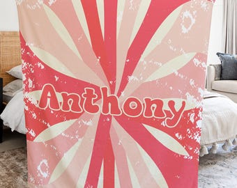 Manta retro personalizada, manta de bebé personalizada, manta personalizada con nombre, manta para niños pequeños, mejor regalo de baby shower, aniversario de cumpleaños