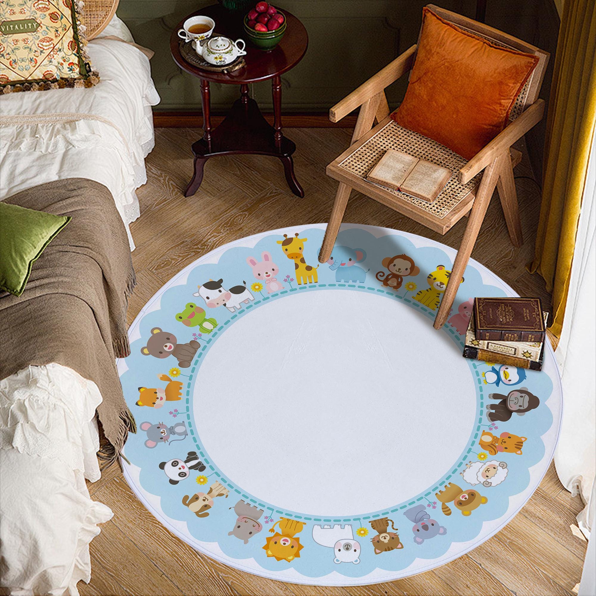 ABC Alphabet Round Rug, ABC Nursery Rug, Alphabet Playmat for Kids Room ...
