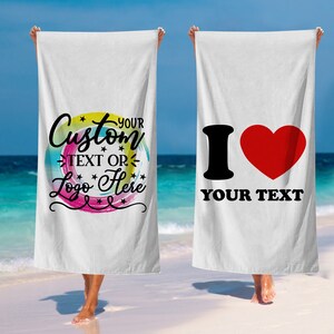 Serviette de plage personnalisée Serviette de plage personnalisée Serviette de piscine personnalisée Nom personnalisé Serviette de bain Serviette de plage avec prénom Extérieur Cadeau de vacances