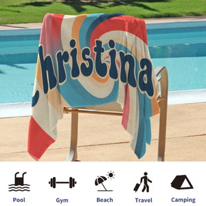 Personalized Beach Towel With Name - Custom 30"x60" Microfiber Towel For Pool, Beach, Gift - View #12