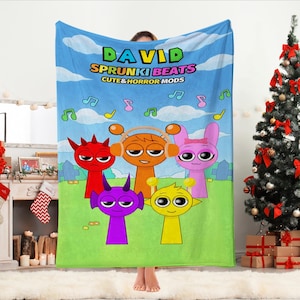 Sprunki Blanket,Sprunki sky and garden games lovers  Blanket,Incredibox Sprunki Blanket,Baby Blanket,Personalized Gift for kids room