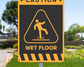 Caution Wet Floor Sign,Custom Caution Sign,Metal Custom Sign, Custom Metal Gift,Aluminum Caution Sign,Caution Sign,Metal Caution Sign