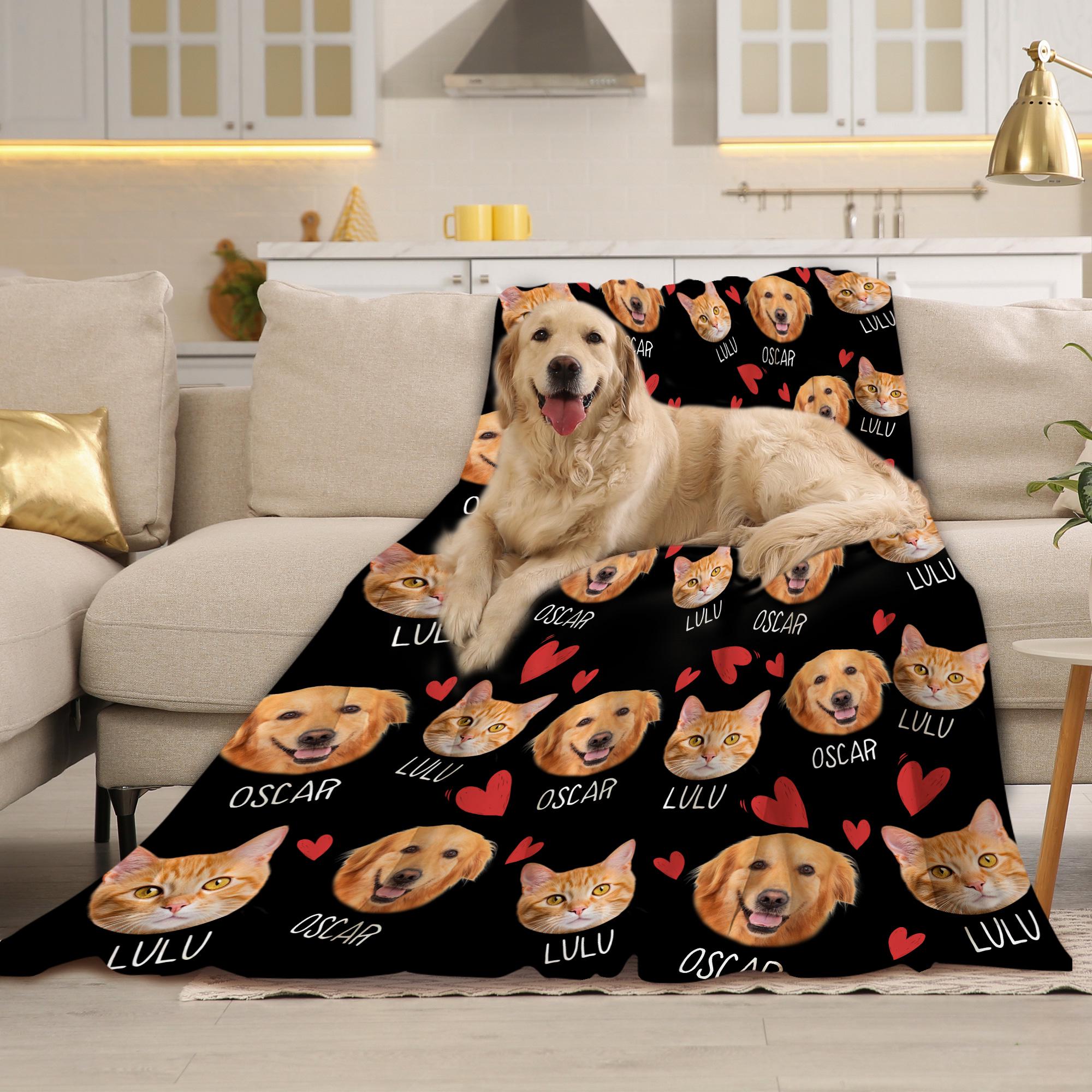 Personalized Pet Photo Blanket, Custom Dog Face Blankets,dog Lover Gift ...
