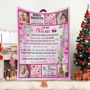 Cobertor de mãe com foto, cobertor memorial personalizado, cobertor de foto personalizado, carta de presente para mãe, presentes de filha, feliz dia das mães