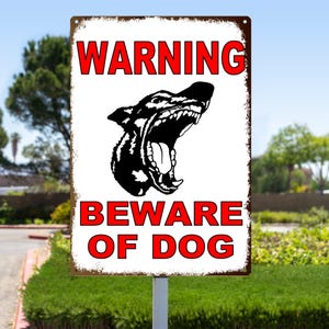 Panneau Attention aux chiens, Panneau Attention Attention aux chiens, Panneau en métal personnalisé, Panneau d&#39;avertissement pour chien, Propriété privée, Panneau d&#39;avertissement en métal, Cadeau pour homme, Panneau Attention