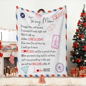 Regalos para el día de la madre, manta para mi mamá, manta personalizada para mi mamá, regalos para mamá de parte de su hija, manta personalizada con carta para mamá