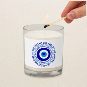 Evil Eye Glass Jar Soy Wax Candle, No Bad Vibes Candle