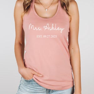 Custom Mrs Tank Top, Mrs Last Name Shirt, Personalized Mrs Tank,Wifey Shirt,Retro Bride Tank,Wedding Gift,Bridal Party Shirts,Honeymoon Tank
