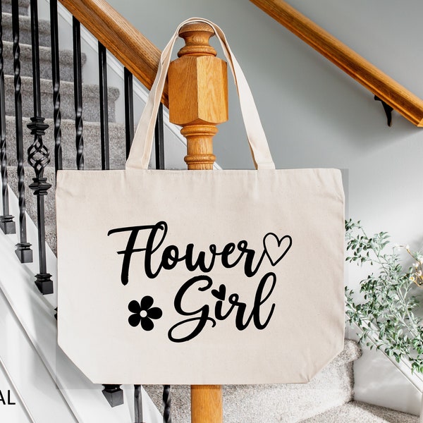 Flower Girl Tote Bag, Flower Girl Gift Bag, Zippered Tote Bag, Flower Girl, Bridal Party Totes, Gift Bag, Party Bag, Wedding Welcome Bags