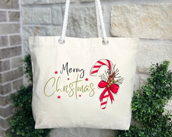 Merry Christmas Tote Bag, Christmas Sugarcane Bag, Sugarcane Bag, Winter Bag, Trendy Christmas Gift, Personalized Gift, Xmas Gift Bag