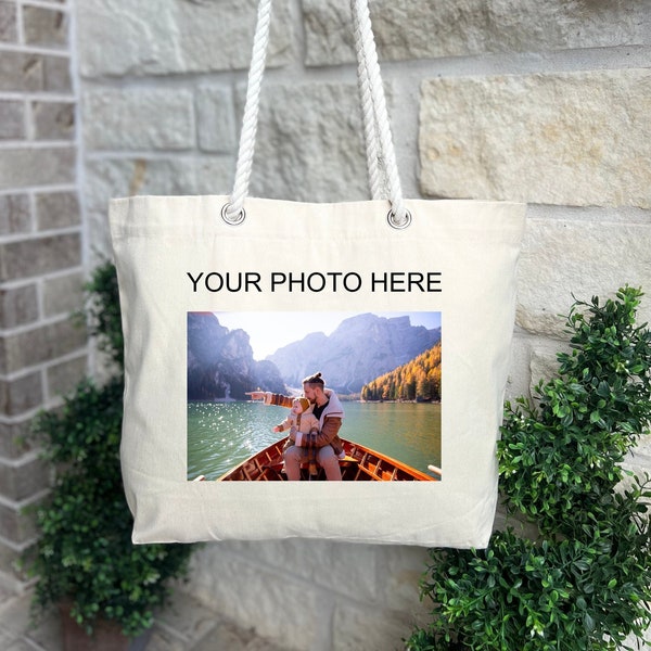 Custom Photo Tote Bag, Photo Tote Bag for Dogs, Custom Photo Gift Bag, Christmas Gift Tote Bag, Best Gift For Family, Personalized Photo Bag