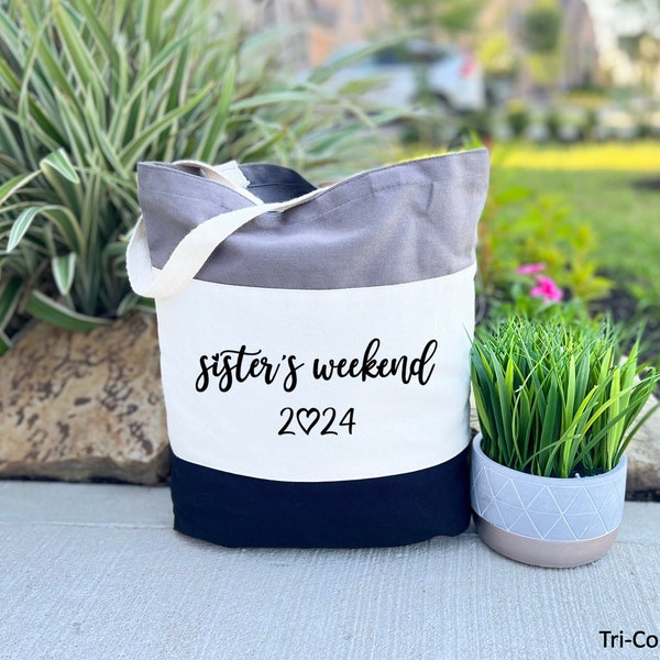 Sisters Weekend 2024 Tote Bag, Sisters Vacation Tote Bag, Travel Gift Bag, Gift For Sisters, Girls Trip Gift Bag, Sisters Trip Gift Bag
