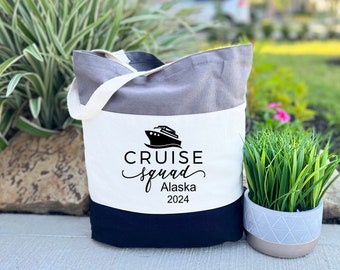 Personalized Cruise Squad Tote Bag, Cruise Squad Tote Bag, Alaska 2024 Cruise Bag, Cruise 2024 Tote Bag, Custom Cruise Gift Bag