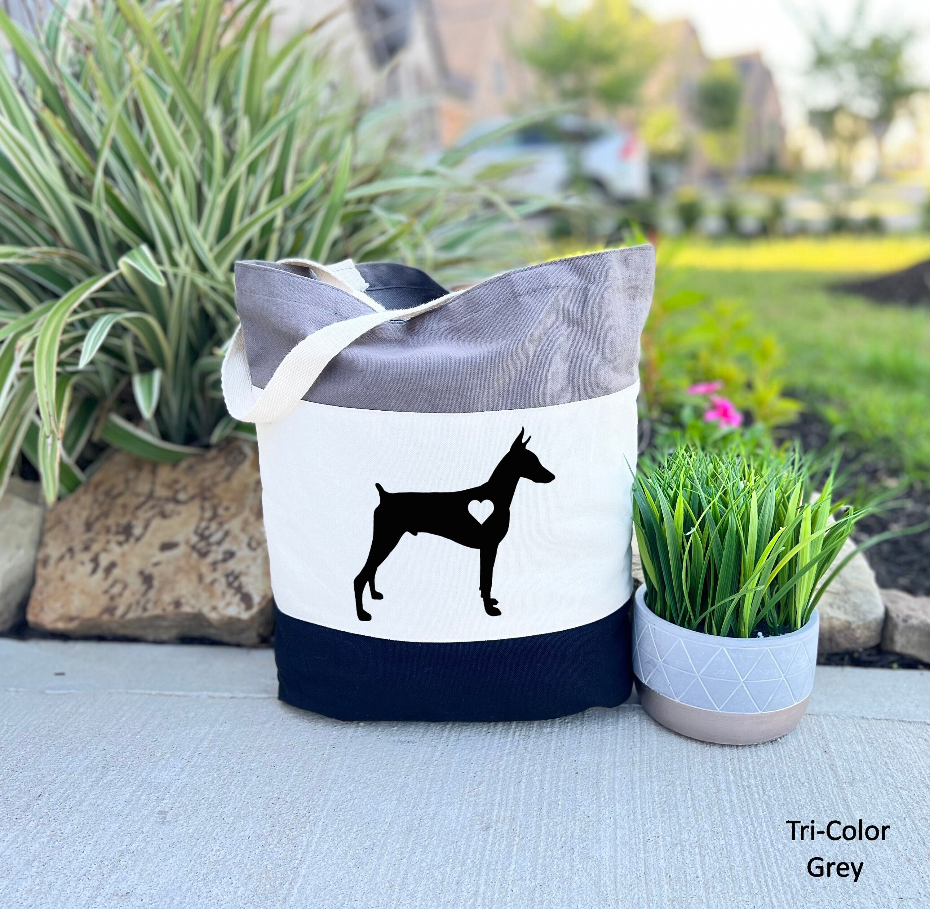 ZYQFN Doberman Mama Canvas Tote Bag - Cute Dog Lover Gift For Women, Large Bag For School, Work, Travel