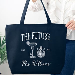 Custom Future Mrs Tote Bag, Bride Gift, Bridal Shower Gift, Bachelorette Bag, Engagement Gifts, Personalized Future Bag, Just Married Bag