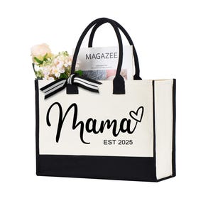 Mama Est. Year Tote Bag, Custom Mama Tote Bag, Mama Bag, Gift For Mama, New Mama Bag, Mothers Day Gift, Mom Tote Bag,Gift For Mom,Mother Bag