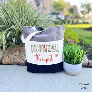 Occupational Therapy Tote Bag, Occupational Therapy Gifts, Occupational Therapist, Canvas Tote Bag, OT Bag, Flower Occupational Gift