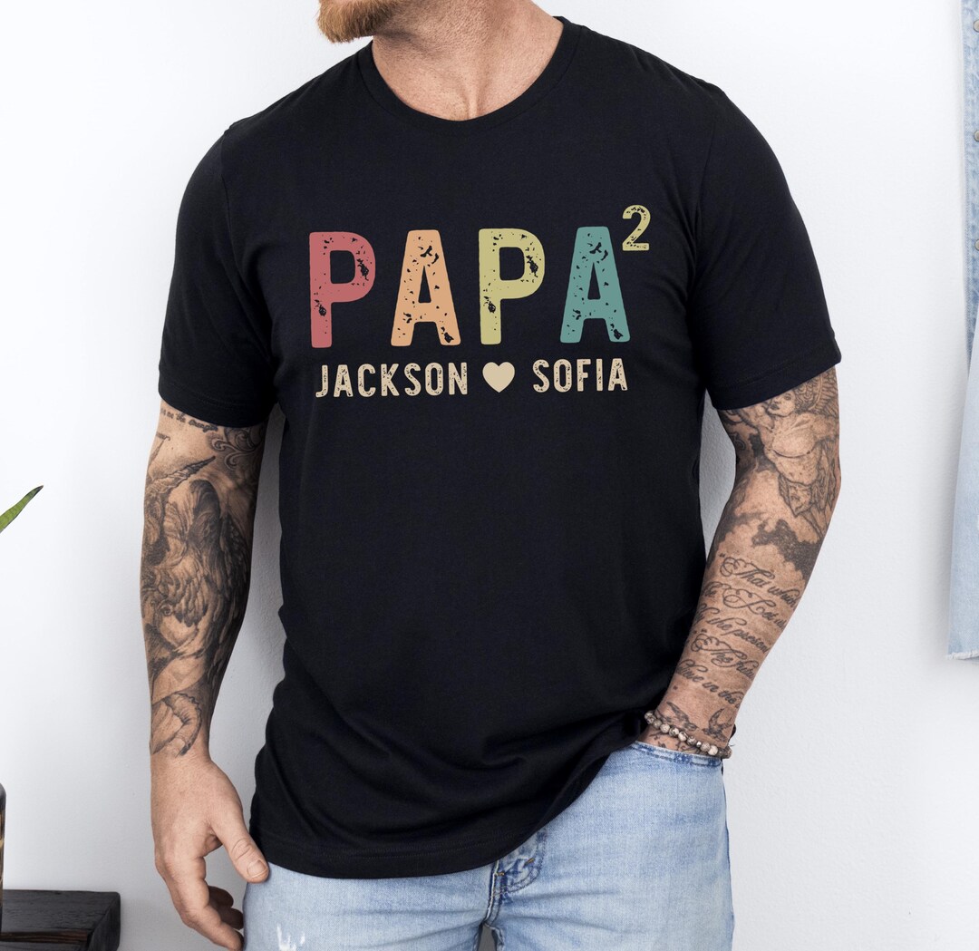 Papa Name Shirt, Custom Dad Tee, Personalized Father Apparel, Kids ...