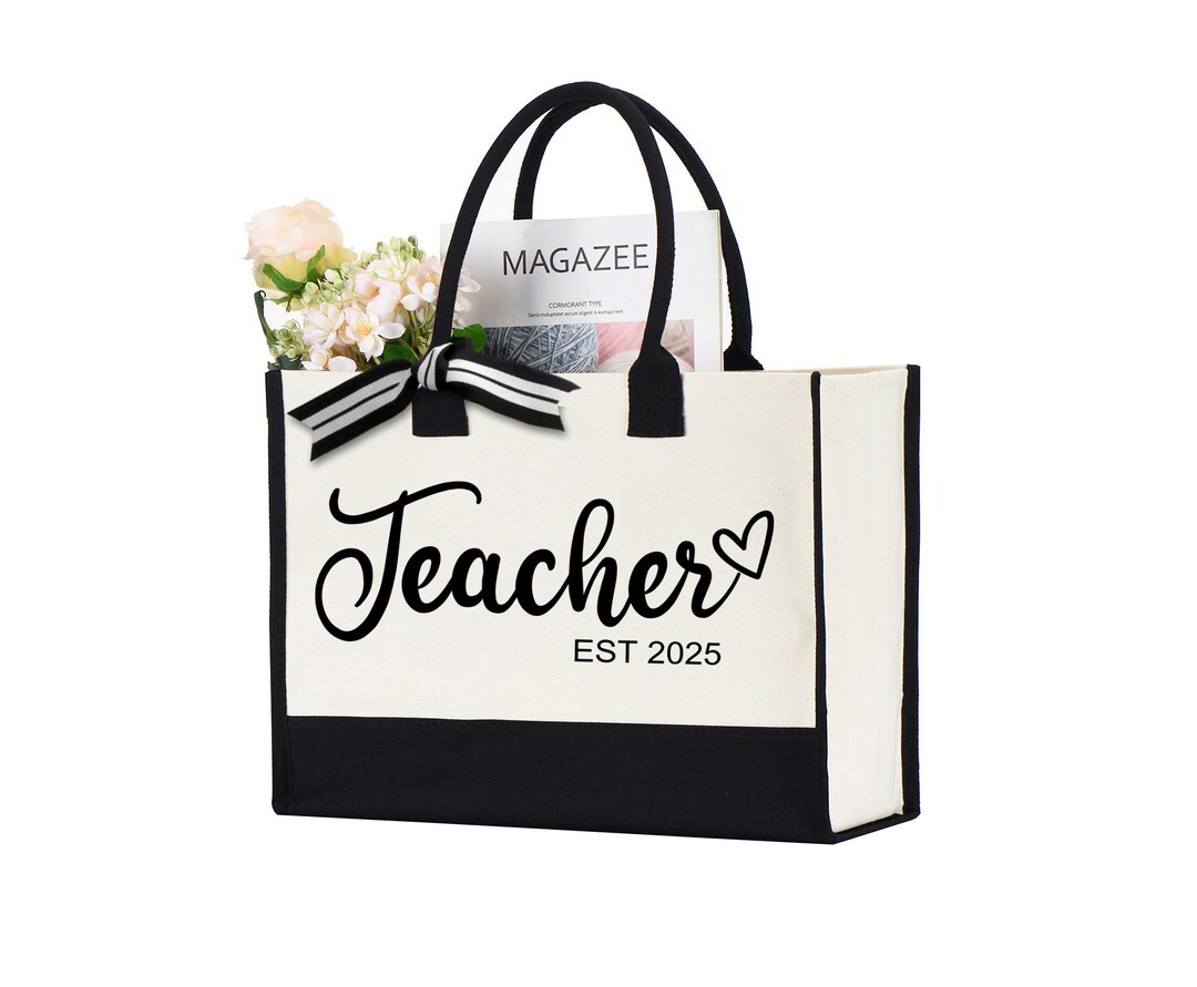Teacher Canvas Tote Bag,gift for Teacher,teacher Est. Year Bag,teacher ...