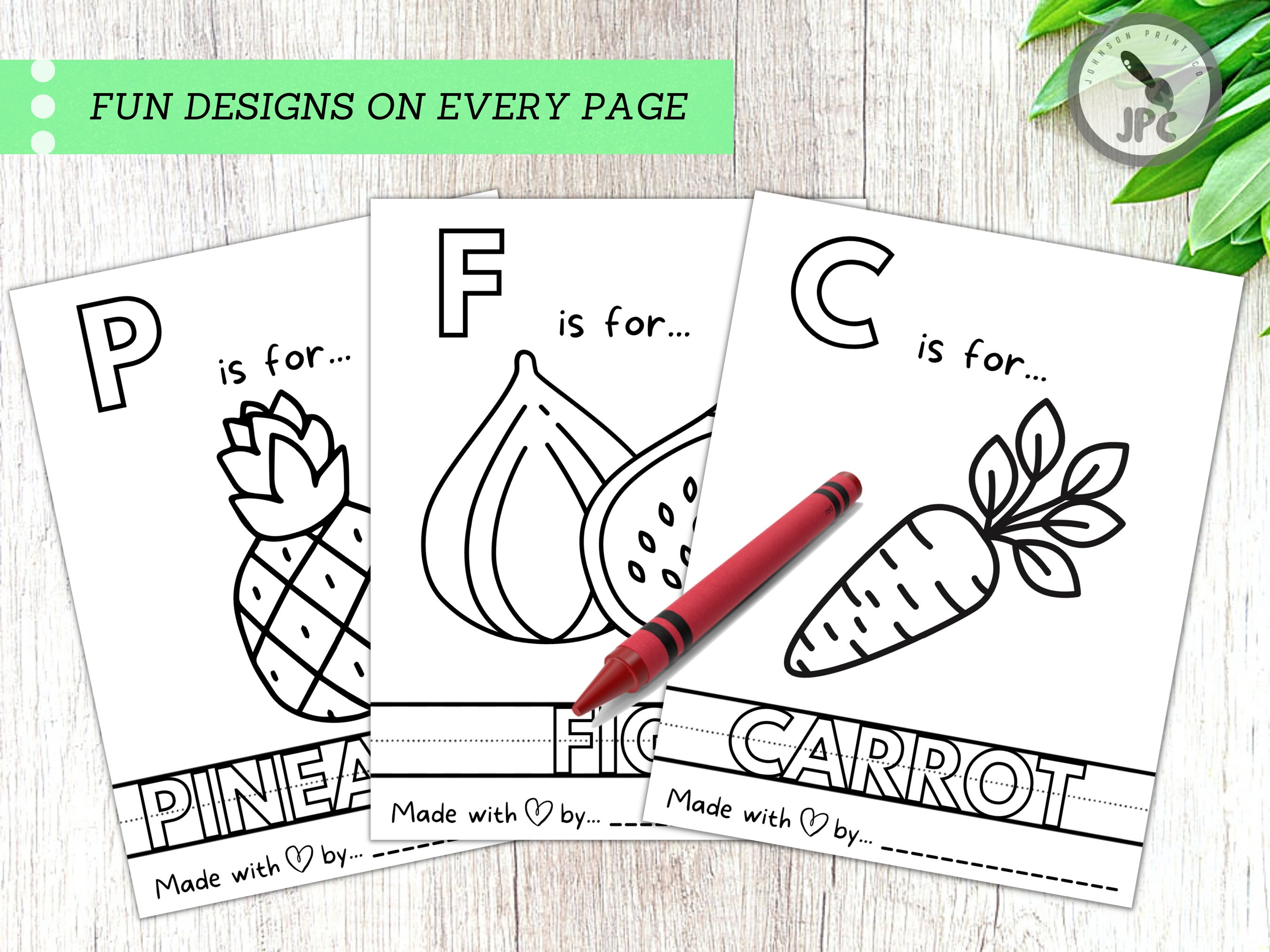 Baby's First ABC Book | Baby Shower Game | Fruits & Vegetables Coloring ...