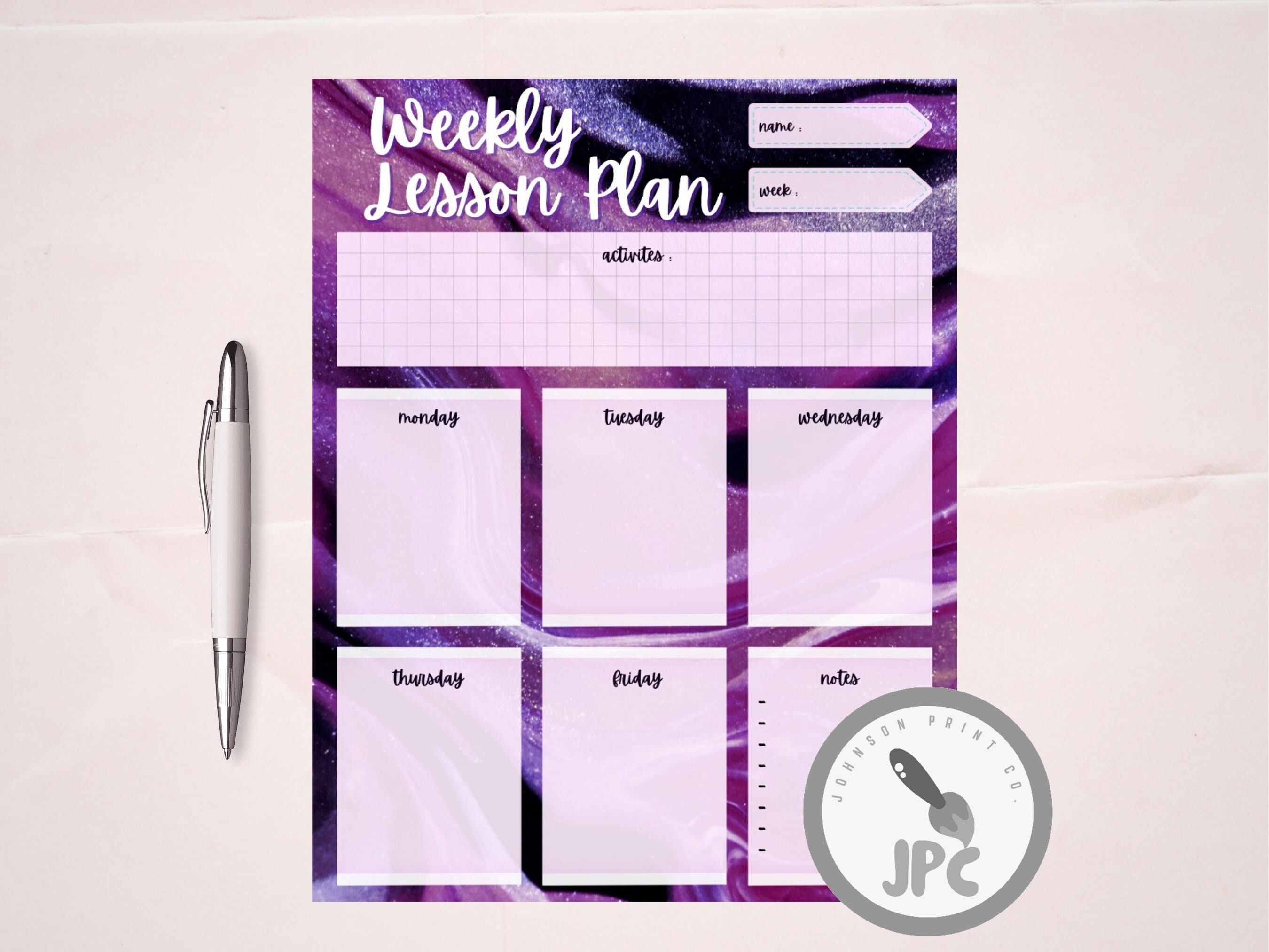 Weekly Lesson Plan Printable Calendar | Letter Sized PDF | Modern ...