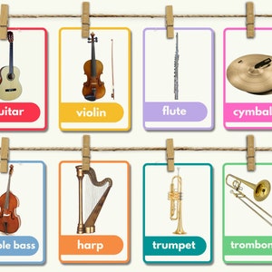 Cartes d'instruments de musique, 36 cartes de musique 5 x 7, éducation musicale, salle de classe de maternelle, école maternelle, école à la maison, TÉLÉCHARGEMENT NUMÉRIQUE