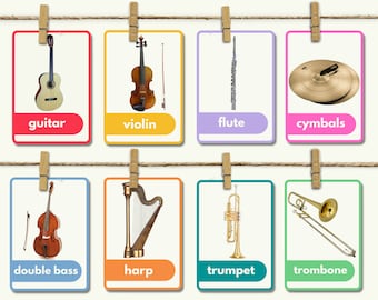Musikinstrumente Bildkarten, 36 Musik-Bildkarten 13x18, Musikunterricht, Kindergarten Klassenzimmer, Vorschule, Hausschule, DIGITALER DOWNLOAD