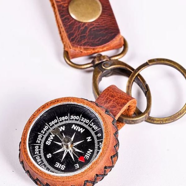 Engraved Compass Keychain - Etsy