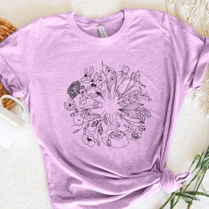 Geboorte maand bloem T-shirt, wilde bloemen, bloem shirt, natuurliefhebber, Graphic Tees, beste vriend cadeau, verjaardagscadeau, cadeau