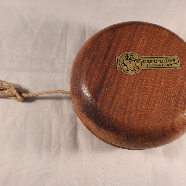 Vintage Exec-U-Toy Yo-Yo, Oversized, Walnut, Works Great