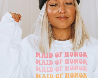 Maid of Honor Sweatshirt, Bachelorette Party and Wedding Sweater, Women's Unisex Crewneck Pullover, Gift for Maid of Honor, Bridal Shirts