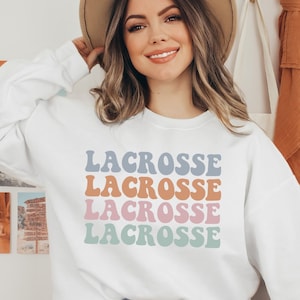 Lacrosse Retro Sweatshirt, Back to School Gift for lacrosse Player, Sweater Crewneck Womens Long Sleeve Pullover Shirt