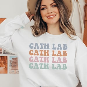 Cath Lab Sweatshirt Graduation Gift for Cathlab Nurse Cath Lab Tech Crewneck Sweater Womens Unisex Pullover Long Sleeve Shirt