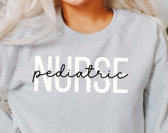 Pediatric Nurse Sweatshirt - Women's Long Sleeve Graphic Pullover, Gift For Nurses & Nursing Students - View #3