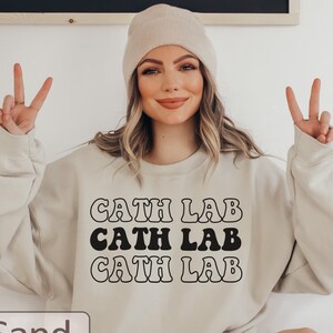 Cath Lab Retro Sweatshirt Graduation Gift for Cathlab Nurse Cath Lab Tech Crewneck Sweater Womens Unisex Pullover Long Sleeve Shirt