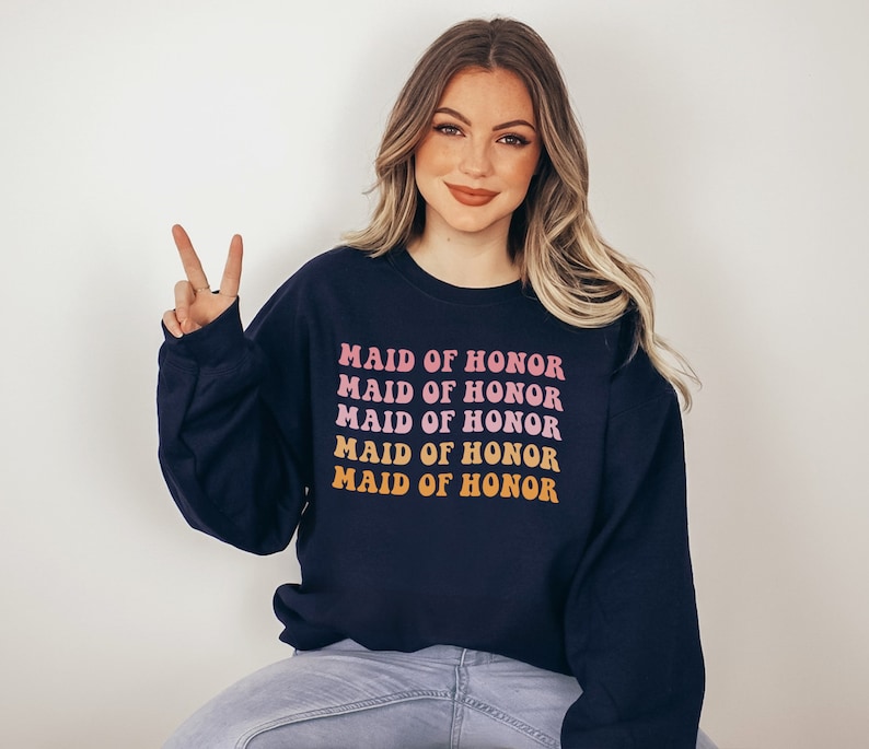 Maid of Honor Sweatshirt, Bachelorette Party and Wedding Sweater, Women's Unisex Crewneck Pullover, Gift for Maid of Honor, Bridal Shirts image 3