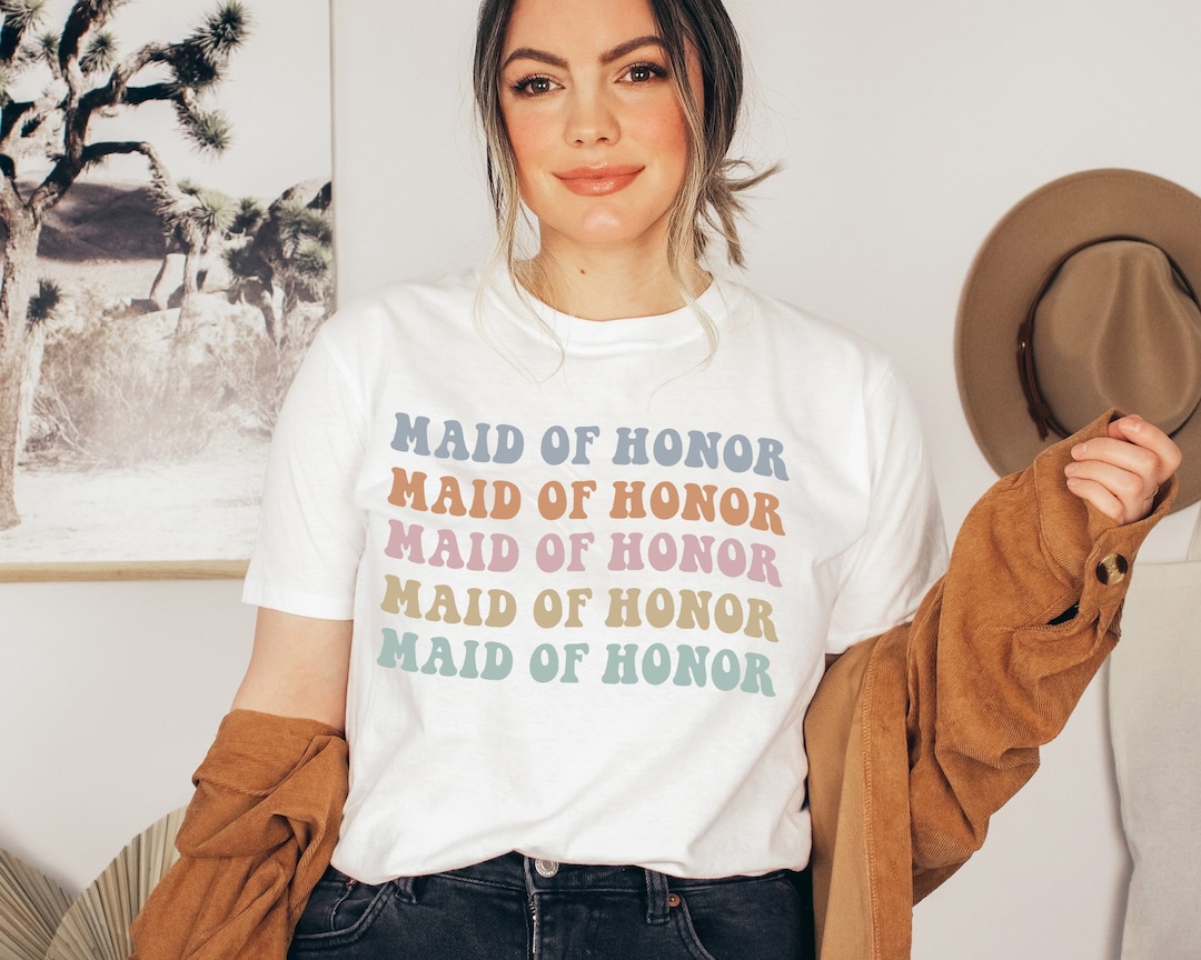 Maid of Honor Retro T-shirt Fun 70s Bachelorette Party Gift for Maid of