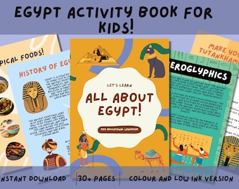 Ägypten Aktivitätsbuch für Kinder- Herunterladbare PDF- Druckbares Arbeitsbuch