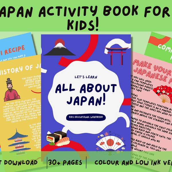 Japan Activity Book for Children- Downloadable PDF