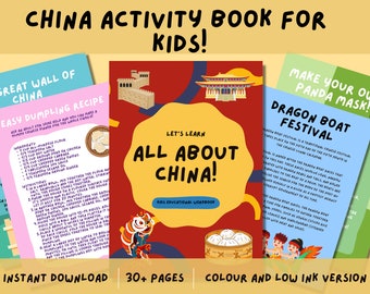 China Activity Book for Children- Downloadable PDF- Instant Download for Kids