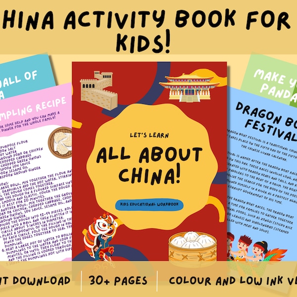 China Activity Book for Children- Downloadable PDF- Instant Download for Kids