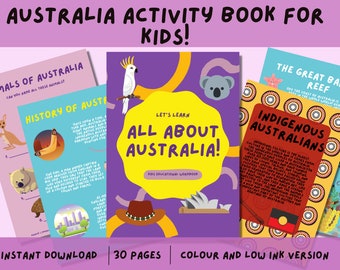 Australia Activity Book for Children- Downloadable PDF