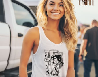 Western Country Music Tank Tops, handgezeichnete Townes Van Zandt 90er Jahre Country Musik, Western Geschenk, Country Music Girl, Retro Cowgirl Tank Tops