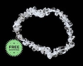 Quartz Beaded Chip Bracelet, Gemstone Bracelet, Natural Crystal Healing, Crystal Therapy, Yoga Meditation Bracelet, Reiki Balancing