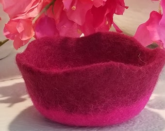 Felted Wool Flower Bowl Storage Catchall Jewelry DishContainer